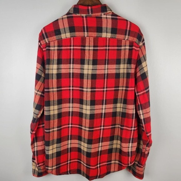 American‎ Eagle Flannel Shirt Mens Large Red Plaid Long Sleeve Button Front AEO - Picture 4 of 11